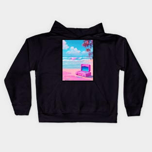 Synthwave beach aesthetic Kids Hoodie